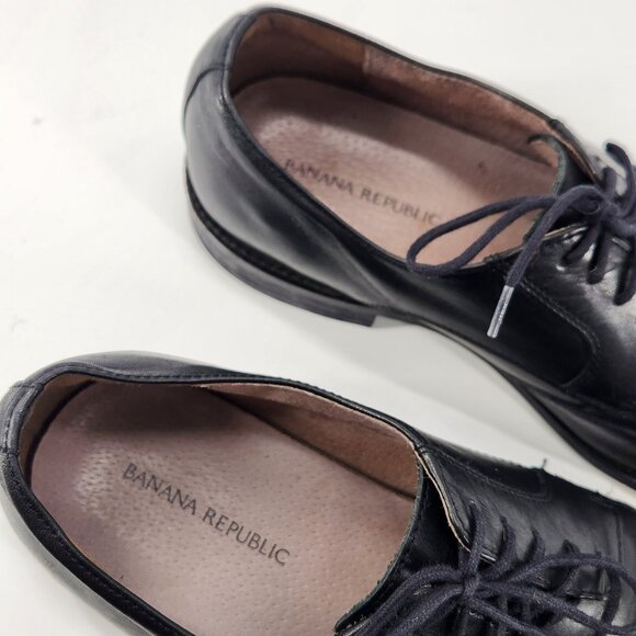 Banana Republic Mens Oxfords Size 9.5 Black Brogue Cap Toe Dress Shoes Italian